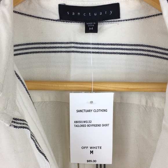 Sanctuary Tailored Boyfriend Shirt Striped NWT - Picture 4 of 8